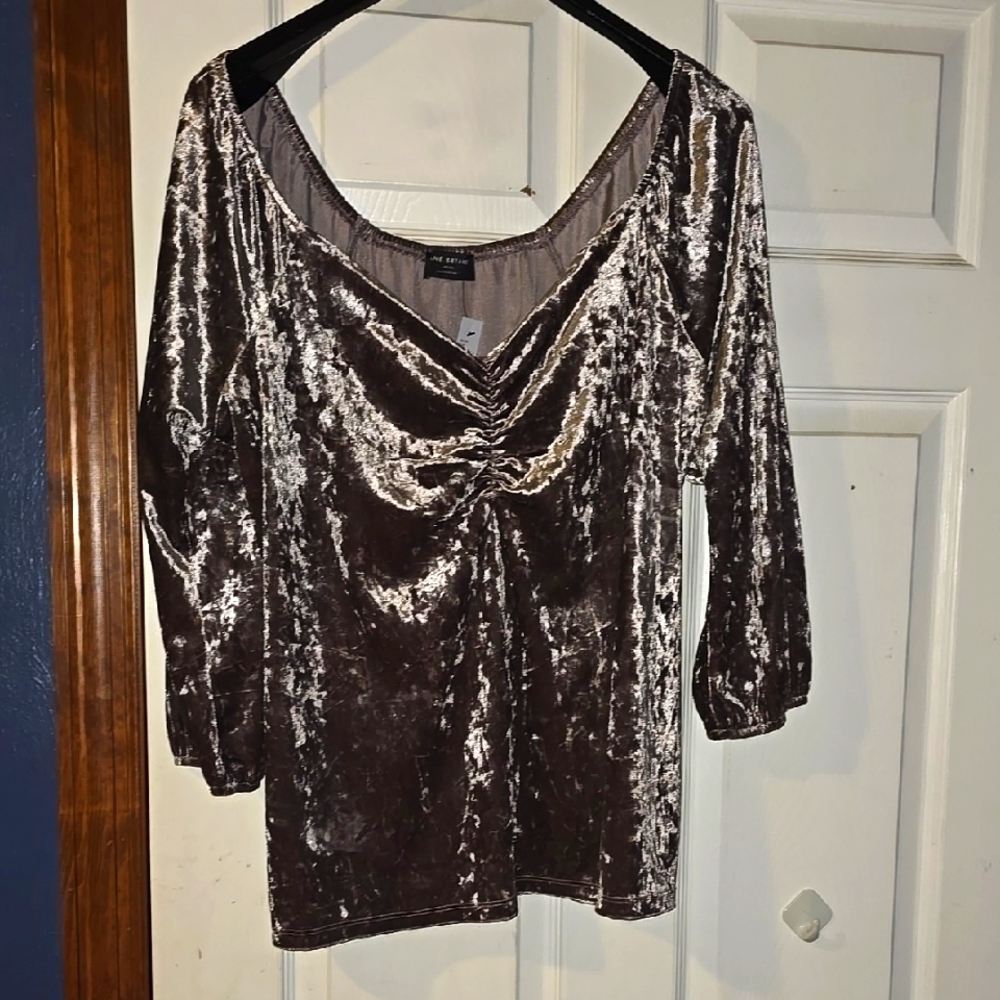 Elegant Velvet Brown Gold Top